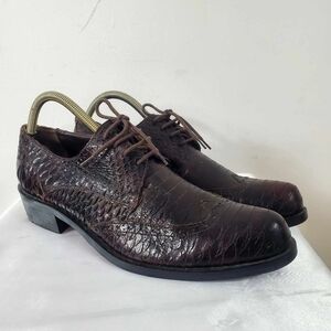 Bicher Made in Germany Men's Brown Reptile Leather Oxford Brogue Shoes